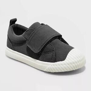 Toddler Unisex Black Canvas Sneakers Hook & Loop Rubber Toe Casual Shoes Size 11